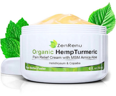 Organic Hemp Turmeric Pain Relief Cream (4 Oz) Economy Size by ZenRenu