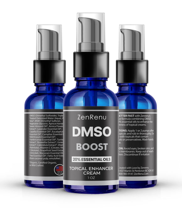 Boost Topical Enhancer Cream with DMSO, MSM and 20% Essential Oils.