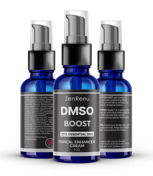 Boost Topical Enhancer Cream with DMSO, MSM and 20% Essential Oils.