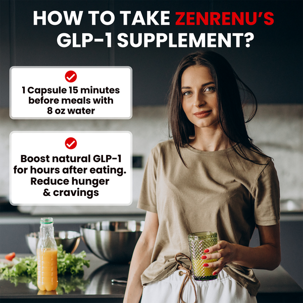ZenRenu GLP-1 Supplement - Akkermansia Probiotic & Super Berberine 11-in-1 Gut & Metabolism Support with Hops, Bitter Melon, Ceylon Cinnamon, Green Tea - GLP-1 Advanced Natural Support - 60 Vegan Caps