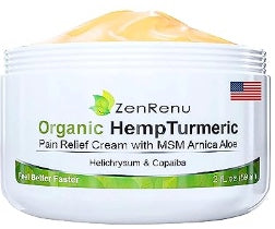 Organic Hemp Turmeric Pain Relief Cream by ZenRenu 2 oz Jar