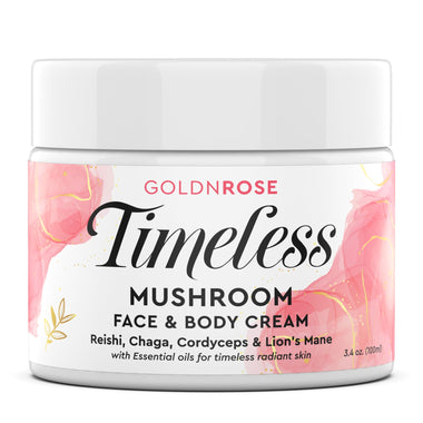 Goldnrose Timeless Radiant Face & Body Cream-3.4 oz-Hydrate & Rejuvenate your Skin with Reishi, Chaga, Cordyceps, Lion’s Mane, Botanical Extracts and 8 Essential Oils