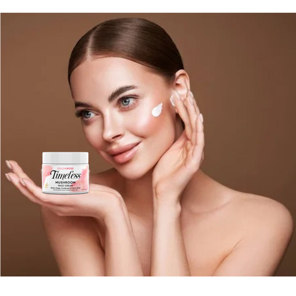 Goldnrose Timeless Radiant Face & Body Cream-3.4 oz-Hydrate & Rejuvenate your Skin with Reishi, Chaga, Cordyceps, Lion’s Mane, Botanical Extracts and 8 Essential Oils