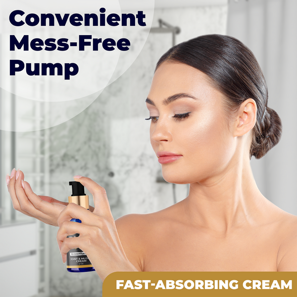 DMSO Cream 99.995% Pure Pharma Grade - 40-in-1 Advanced Formula -12 Essential Oils, Arnica, Aloe Vera, MSM - Fast-Absorbing Joint & Muscle Cream – 2 oz Glass Pump Bottle – Made in USA