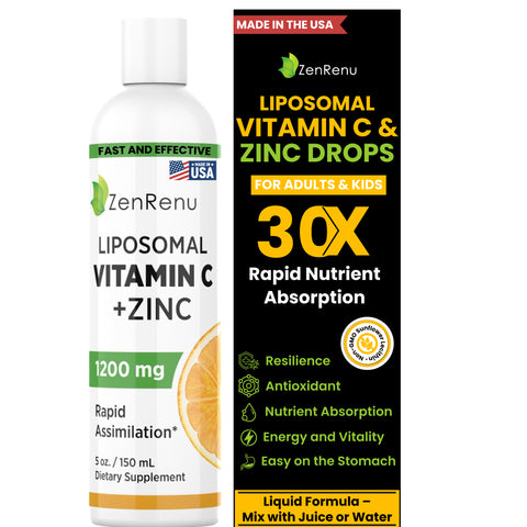 lipo c liquid Liposomal Vitamin C & Zinc Liquid -1200mg Supplement Drink- Rapid Cell