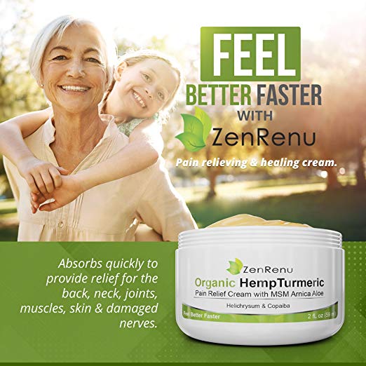 Special 10 Jars- Organic Hemp Pain Relief Cream by ZenRenu 2 oz Jar