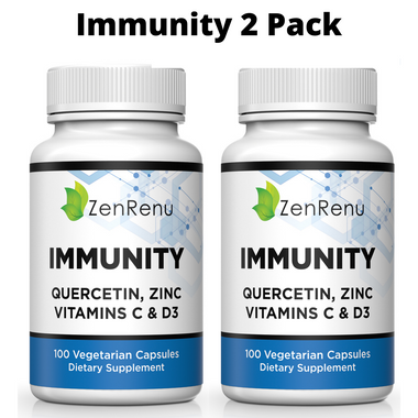 2 Bottles Quercetin, Zinc Picolinate, Vitamin C & D3 Supplement with Curcumin- Immune Support - Made in The USA by Zenrenu