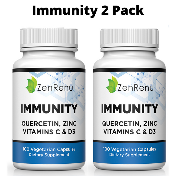2 Bottles Quercetin, Zinc Picolinate, Vitamin C & D3 Supplement with Curcumin- Immune Support - Made in The USA by Zenrenu