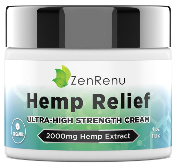 2000mg Hemp Relief Joint & Muscle Cream for Pain  – Large 4 oz Jar-  Ultra-High Strength Nano Hemp Hemp Extract for Discomfort in Neck, Back, Knees, Shoulder & Feet -