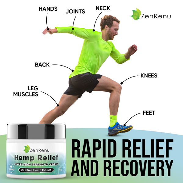 2000mg Hemp Relief Joint & Muscle Cream for Pain  – Large 4 oz Jar-  Ultra-High Strength Nano Hemp Hemp Extract for Discomfort in Neck, Back, Knees, Shoulder & Feet -