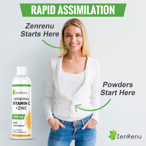 Liposomal Vitamin C & Zinc Liquid -1200mg Supplement Drink- Rapid Cellular Absorption - Immune Support & Antioxidant -