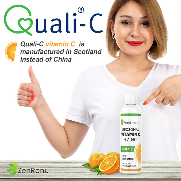 Liposomal Vitamin C & Zinc Liquid -1200mg Supplement Drink- Rapid Cellular Absorption - Immune Support & Antioxidant -