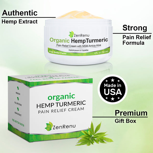 Special 10 Jars- Organic Hemp Pain Relief Cream by ZenRenu 2 oz Jar