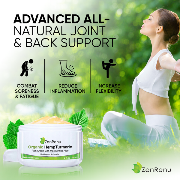 Organic Hemp Turmeric Pain Relief Cream by ZenRenu 2 oz Jar